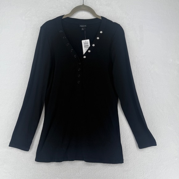 Torrid Ribbed Henley Long Sleeve Top Womens Size 0 Large Black Stretch NWT - Picture 4 of 7